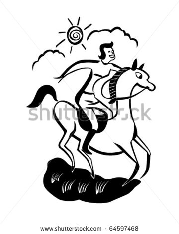Horseback Rider   Retro Clipart Illustration   Stock Vector