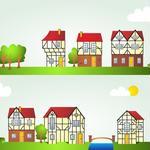 Illustration Set Of Houses Pt 2 Half Timbering Row  Street  Of Houses