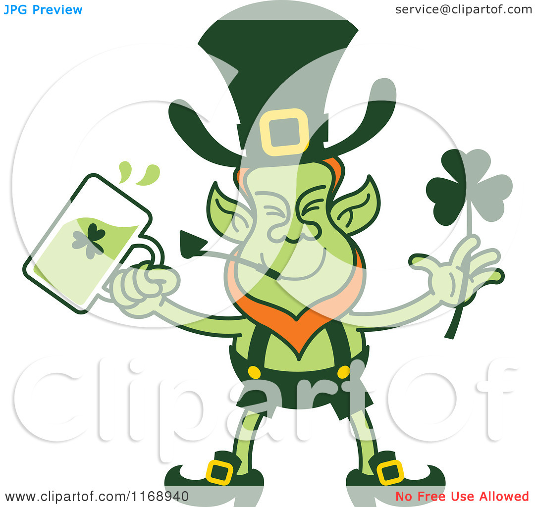 Leprechaun Drinking Green Beer   Royalty Free Vector Clipart By Zooco