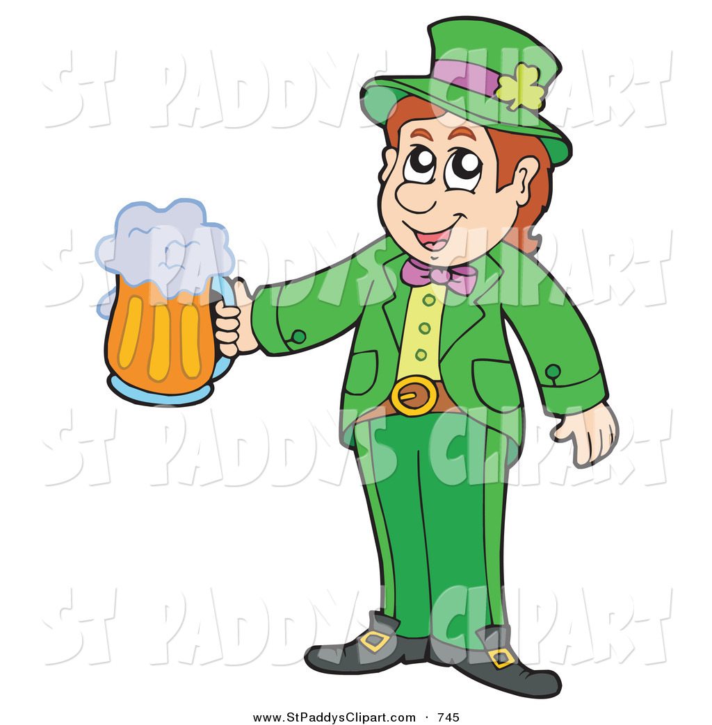 Leprechaun In A Green Suit Standing And Holding Out Beer Leprechaun