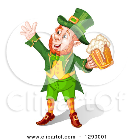 Leprechaun Leaning On A Cane And Smoking A Pipe In Black And White