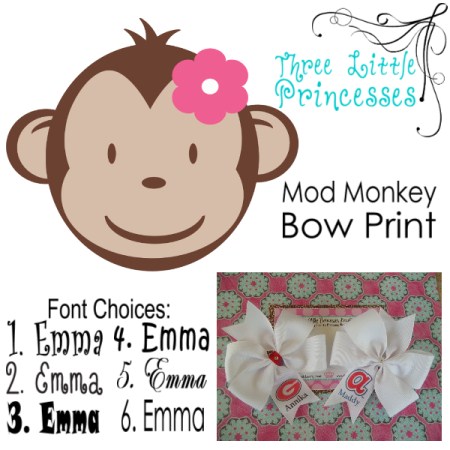 Mod Monkey Personalized Bow Print Pinwheel Bow