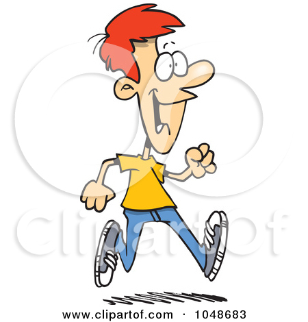 Of A Cartoon Happy Young Man Taking A Stroll By Ron Leishman