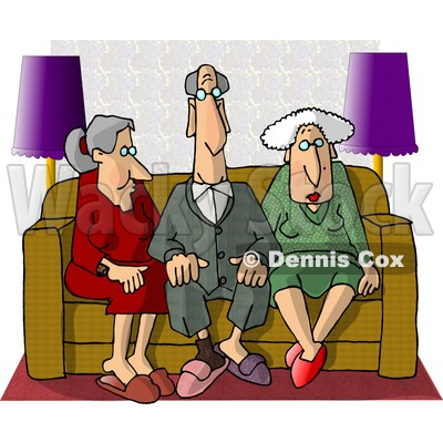 Old People Sitting Together On A Couch Clipart   Dennis Cox  4950
