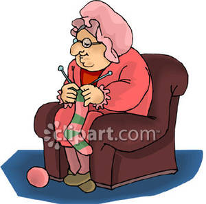 Old Woman Knitting A Sock   Royalty Free Clipart Picture