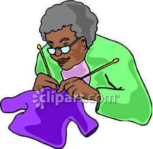 Old Woman Knitting   Royalty Free Clipart Picture