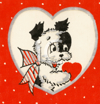 Puppy On A Retro Valentine   Royalty Free Clipart Image