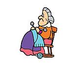 Stock Illustration Of Old Woman Knitting In Rocking Chair U13183978