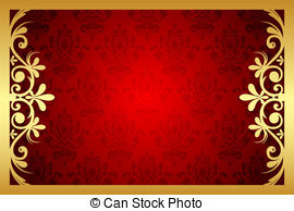 Vector Gold And Red Floral Frame Stock Illustrations