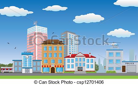Vector   The Row Of Houses    Stock Illustration Royalty Free