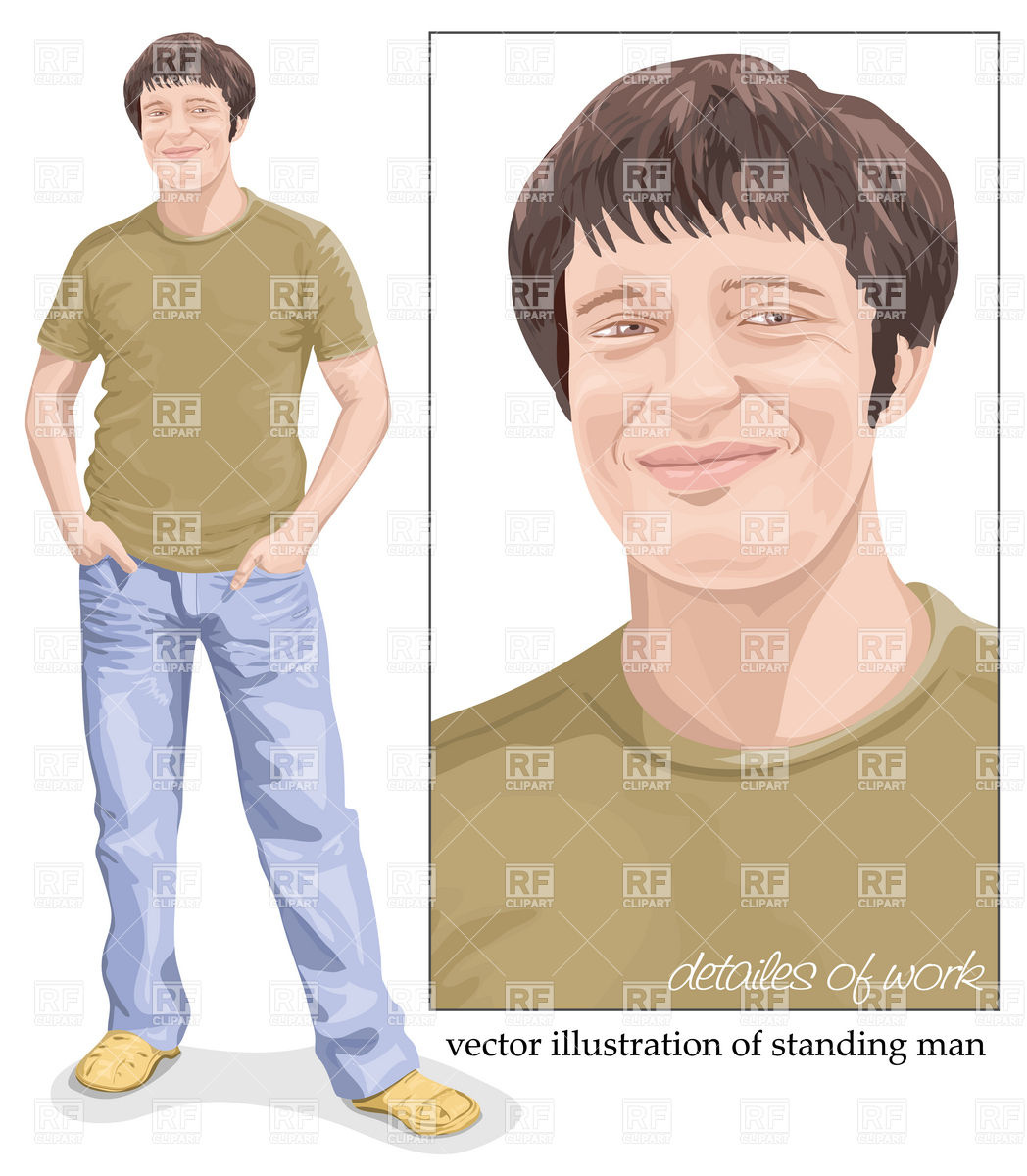 Young Man Standing With Hands In Pockets Download Royalty Free Vector