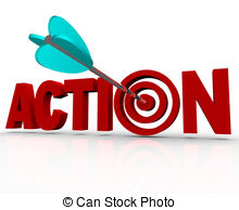Action Target Bulls Eye Word Urgent Need To Act Now Stock Illustration