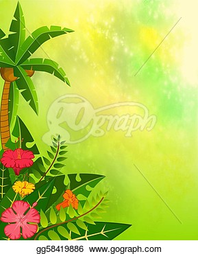 Background With Tropical Plants  Clipart Drawing Gg58419886   Gograph