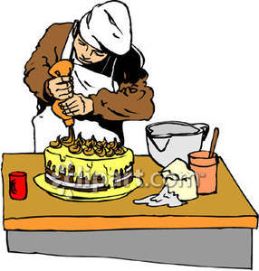 Baker Icing A Cake   Royalty Free Clipart Picture