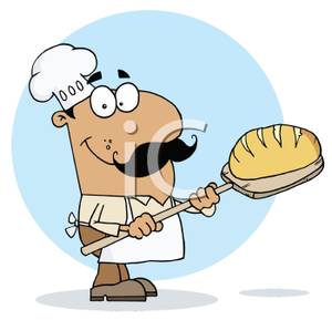     Bakery Chef With A Loaf Of Bread   Royalty Free Clipart Picture