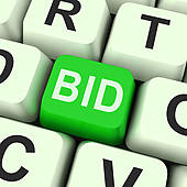 Bid Key Shows Online Auction Or Bidding   Clipart Graphic