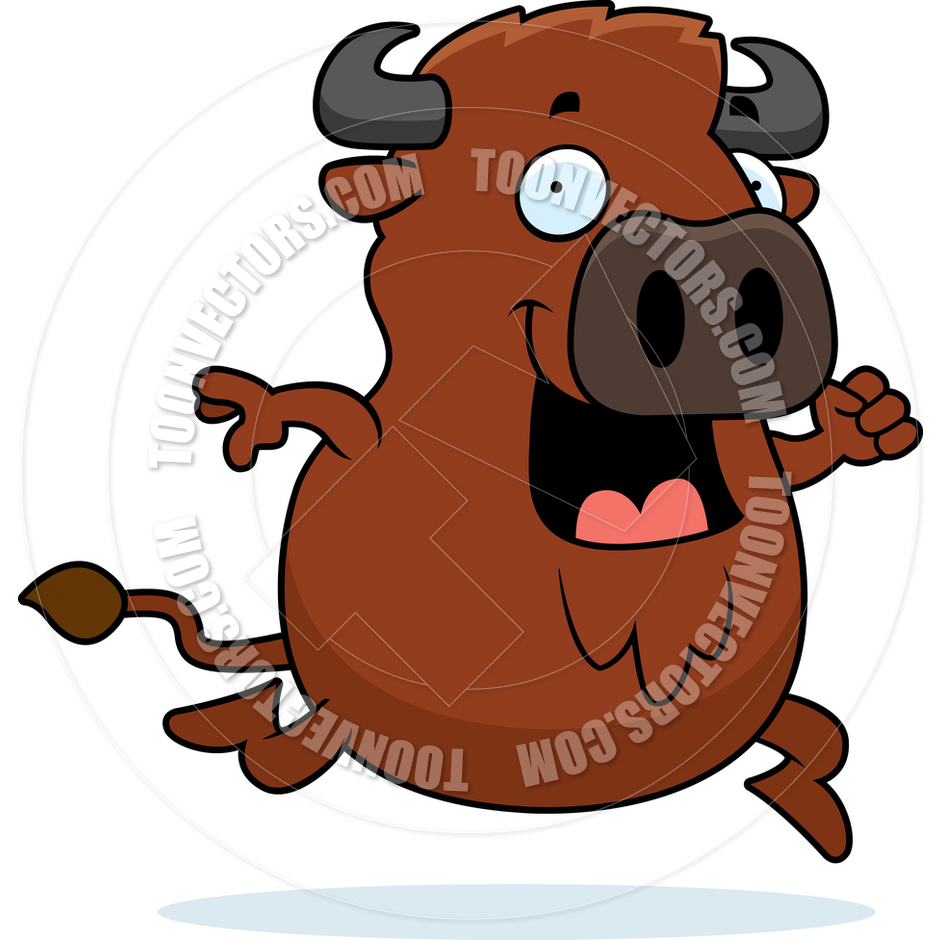 Cartoon Buffalo Running By Cory Thoman   Toon Vectors Eps  68918