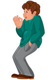 Cartoon Man With Brown Hair In Gray Pants Stock Photo