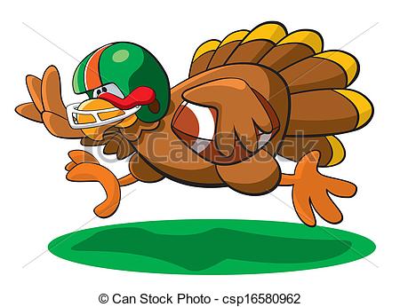 Clip Art Vector Of Thanksgiving Football Turkey   A Vector