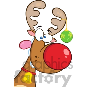 Clipart Illustration Crazy Reindeer With Christmas Ball Clipart Image