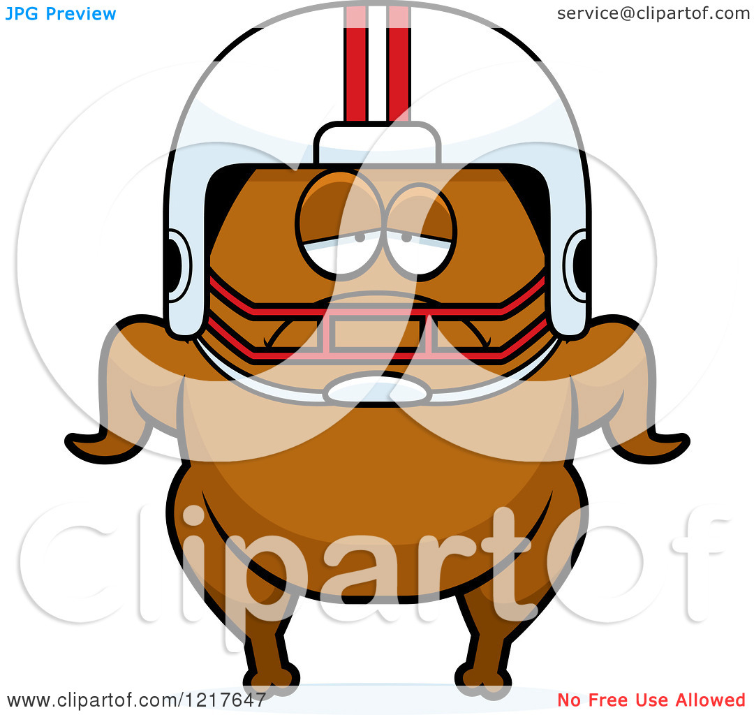 Clipart Of A Depressed Football Turkey Character   Royalty Free Vector