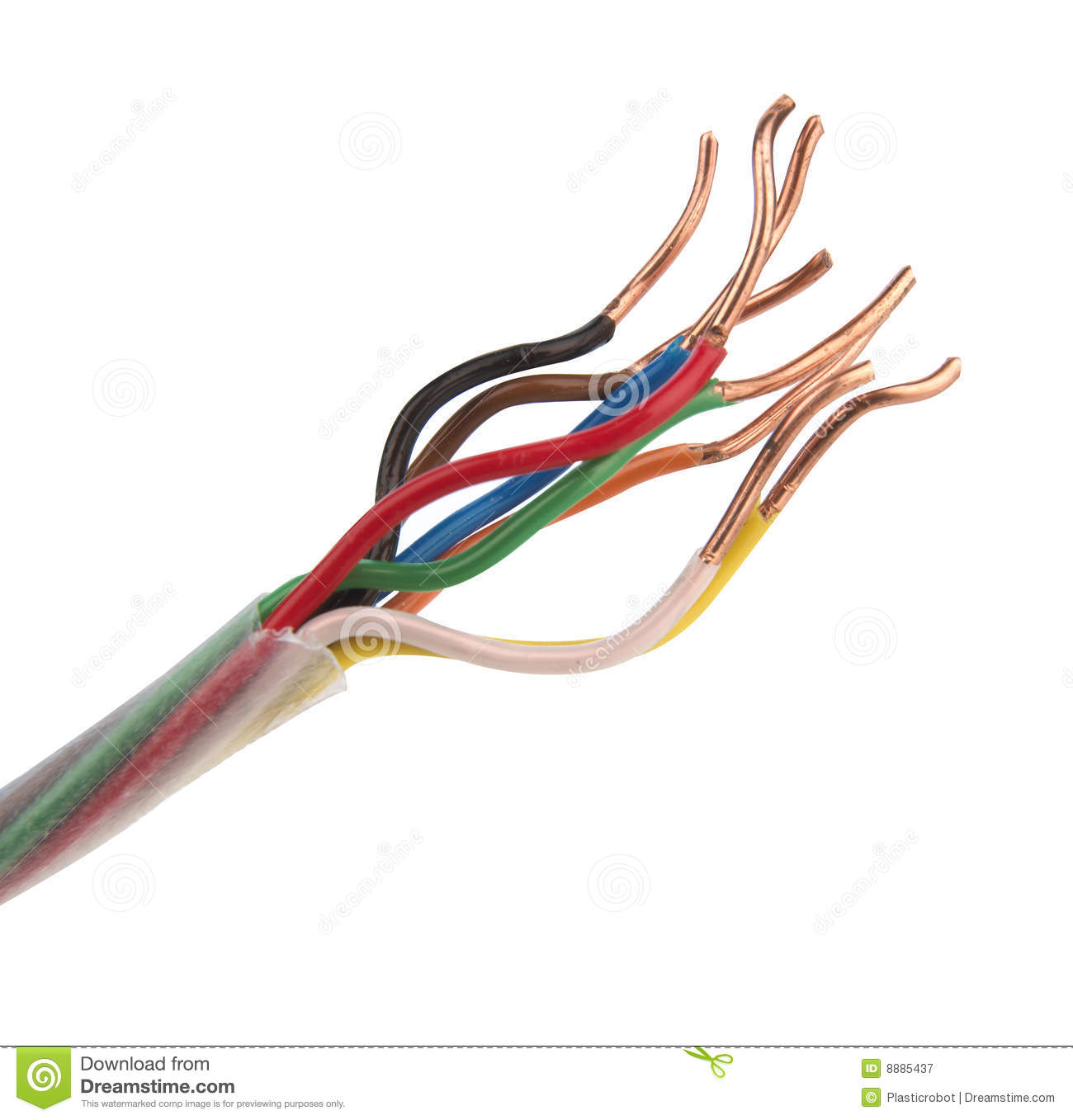 Coded Electrical Wires Twisted Into An Electrical Or Network Cable