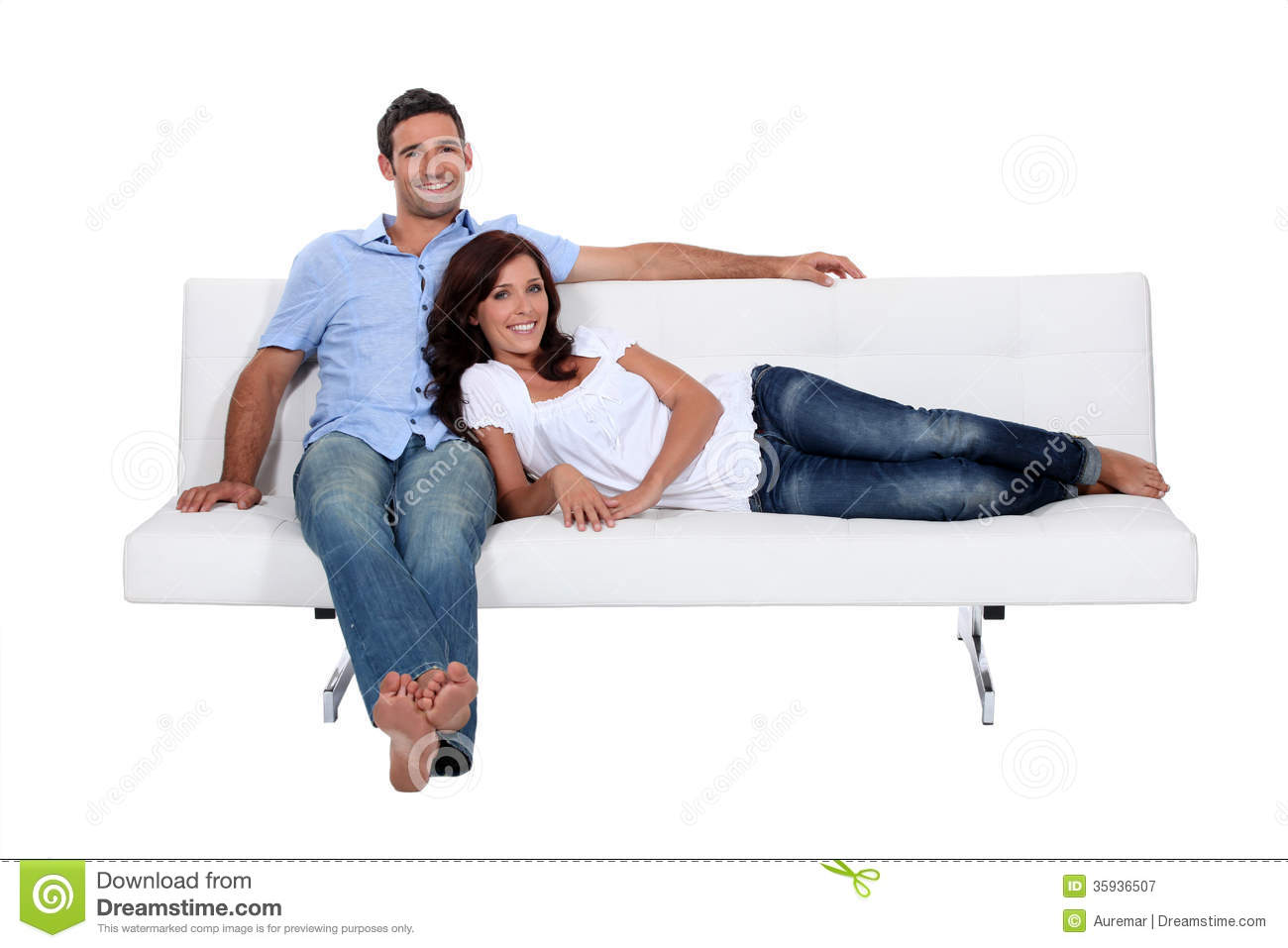 Couple On Couch Royalty Free Stock Photography   Image  35936507