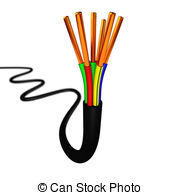 Electrical Cable   Colorful Copper Electrical Cable On White