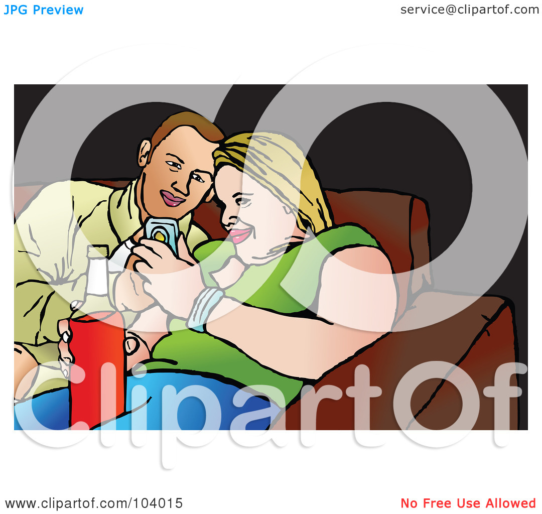 Free  Rf  Clipart Illustration Of A Happy Couple Cuddling On A Couch