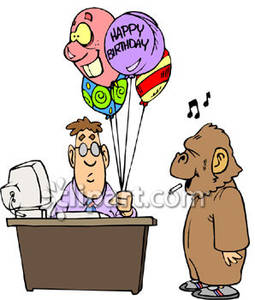 Gorilla Gram For Birthday At An Office Royalty Free Clipart Picture