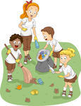 Illustration Of Kids Cleaning A Camp Illustration Of Kids Cleaning A