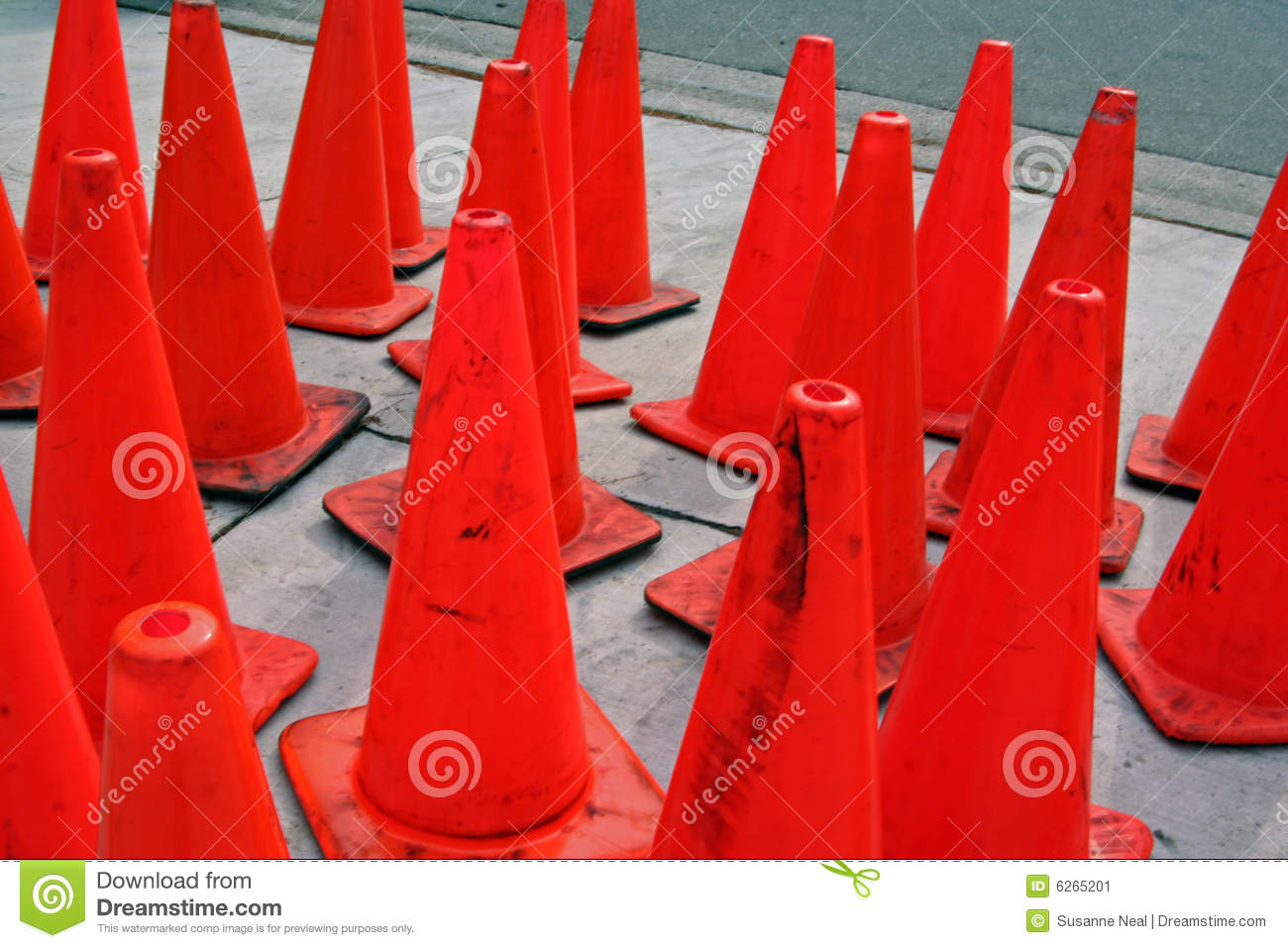 Lots Of Orange Traffic Cones Stock Image   Image  6265201