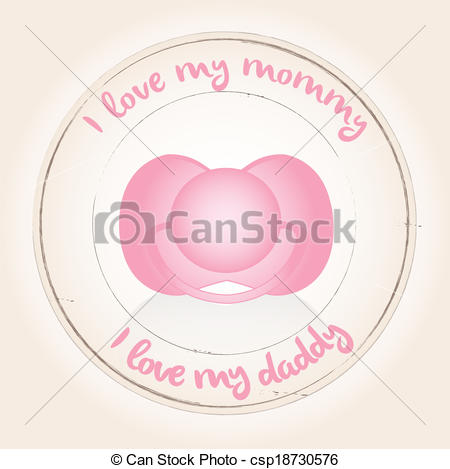 Love My Mommy And My Daddy   Stamp Pink Csp18730576   Search Clipart