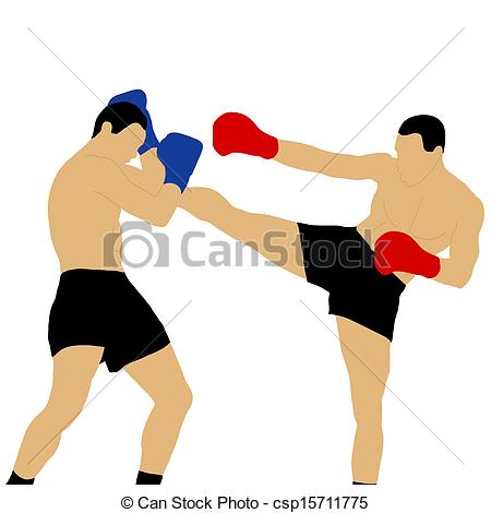 Of Two Boxers Fighting With High Kick Csp15711775   Search Clipart    