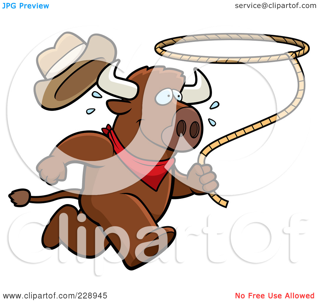 Royalty Free  Rf  Clipart Illustration Of A Rodeo Buffalo Running With