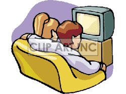 Royalty Free Two Friends Watching Television On The Sofa Clip Art