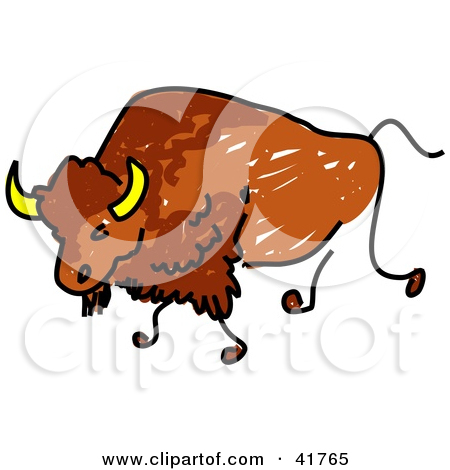 Running Buffalo Clipart Illustration By Mister Elements  13448