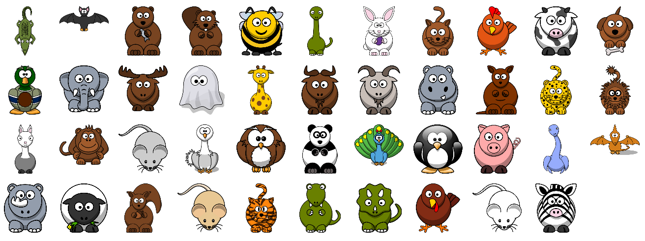 Set Of 40  Cute Cartoon Animals   Hathix Cartoon Animals   The Hathix