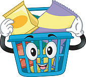 Shopping Basket Mascot With Snacks