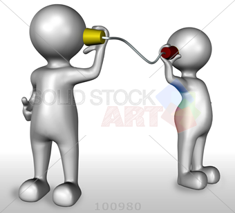 Stock Photo Of 3d Stick Figure Men Communication With Cup And String