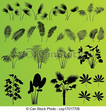 Tropical Exotic Jungle Grass And Plants Detailed Silhouettes Landscape