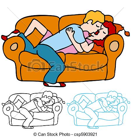 Vector Clip Art Of Couple Kissing On The Sofa   An Image Of A Lovers