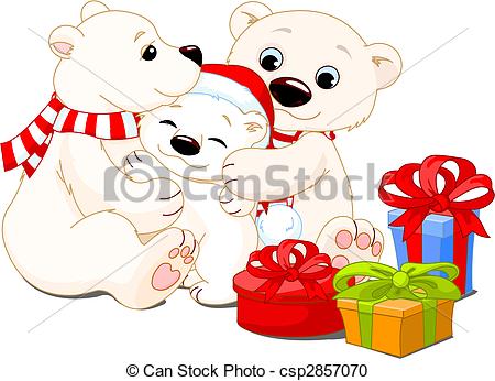 Vector Clipart Of Christmas Family   A Mommy And Daddy Bear With Their    