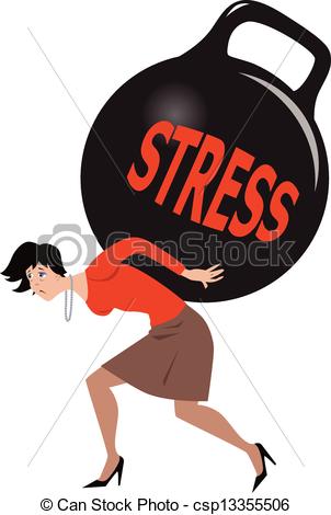 Vector Clipart Of Woman Under Stress   Depressed Woman Carrying A