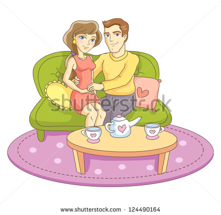  Vector Couple On Couch The Man And The Woman Are Sitting On A Sofa    