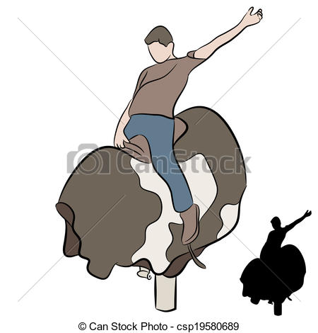 Vector   Man Riding Mechanical Bull   Stock Illustration Royalty Free