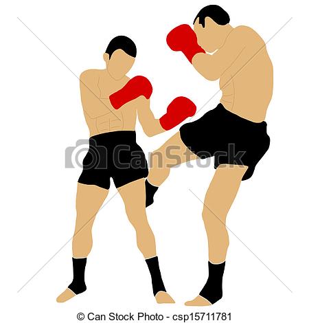 Vector Of Two Boxers Fighting With Low Kick Csp15711781   Search Clip    