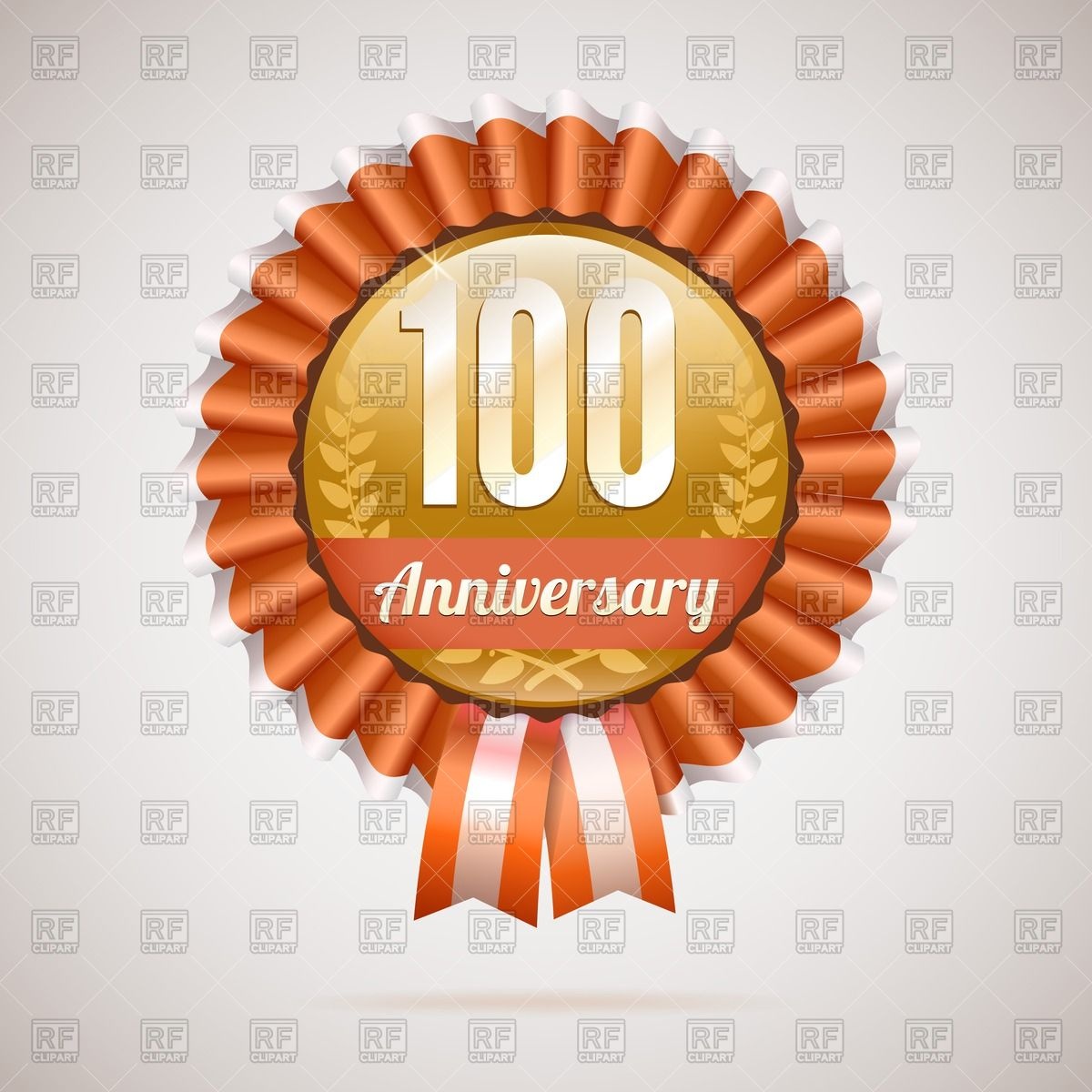 100 Years Anniversary   Golden Badge With Ribbons Download Royalty