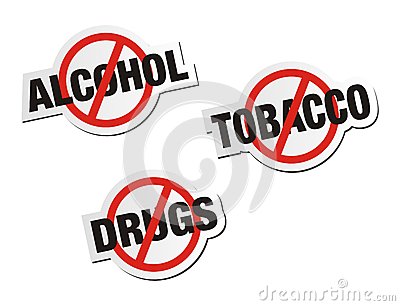 Anti Alcohol Anti Tobacco Anti Drugs Sticker Signs Suitable For