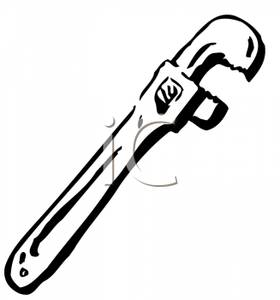 Black And White Adjustable Wrench   Royalty Free Clipart Picture